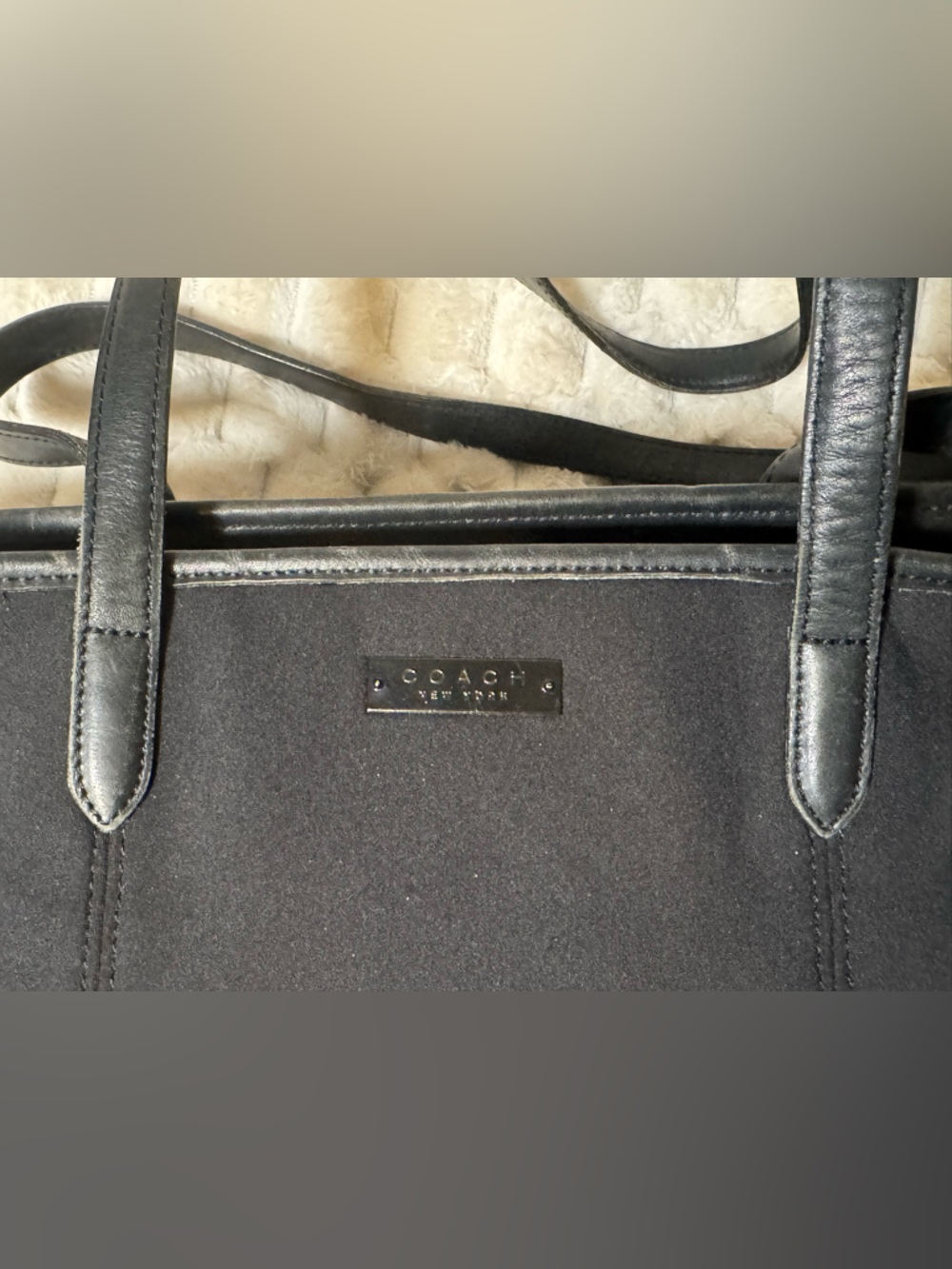 Vintage Coach Neo City Tote 6224 Neoprene w/ Leather Straps & Trim in Black